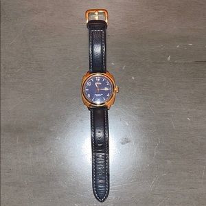Shinola Watch in Navy Blue with Gold Metal